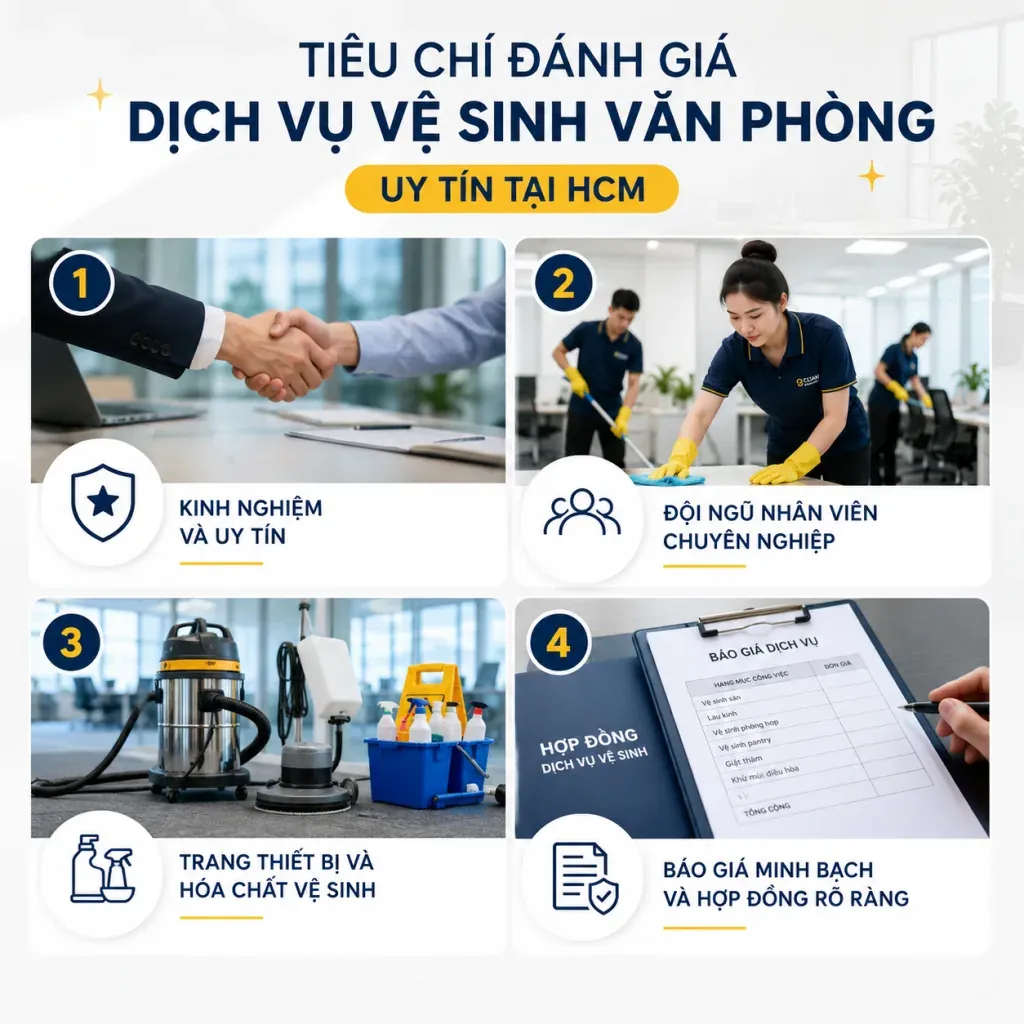 4 tiêu chí giúp đánh giá dịch vụ vệ sinh văn phòng uy tín tại TP. HCM