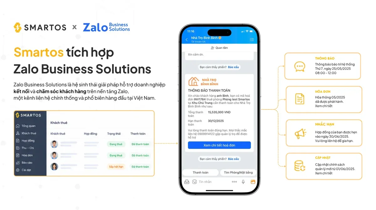 Smartos tích hợp Zalo Business Solutions