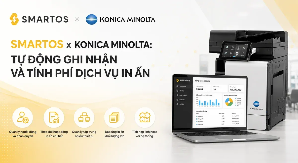 Smartos tích hợp phần mềm quản lý máy in KONICA MINOLTA