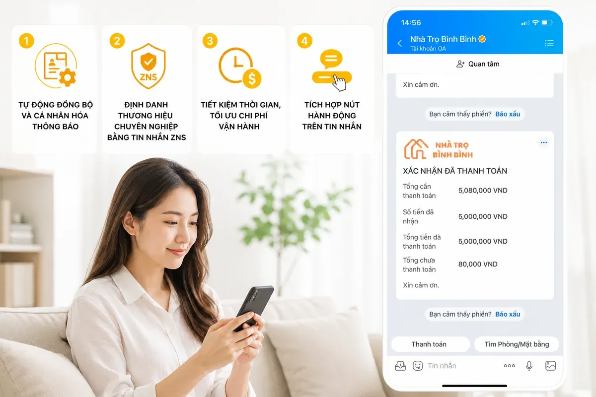 Zalo Business Solutions - Kênh giao tiếp với khách thuê hiệu quả. 